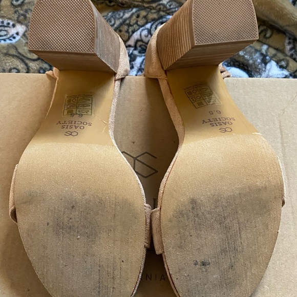 Oasis Tan Suede Heeled Sandals - Picture 9 of 12